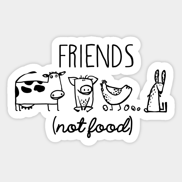 Vegetarian Rescue Friends Not Food Sticker by tongkosongs